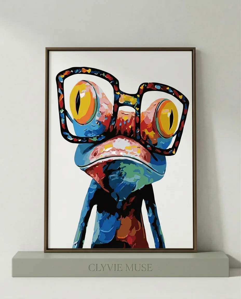 Detailed paint by numbers art kit by Clyvie Muse -The Mosaic Spectacle Frog