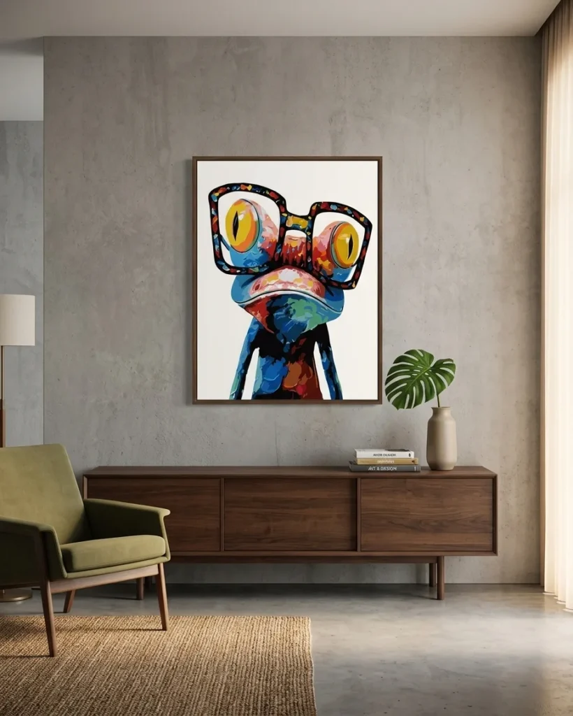 Detailed paint by numbers art kit by Clyvie Muse -The Mosaic Spectacle Frog