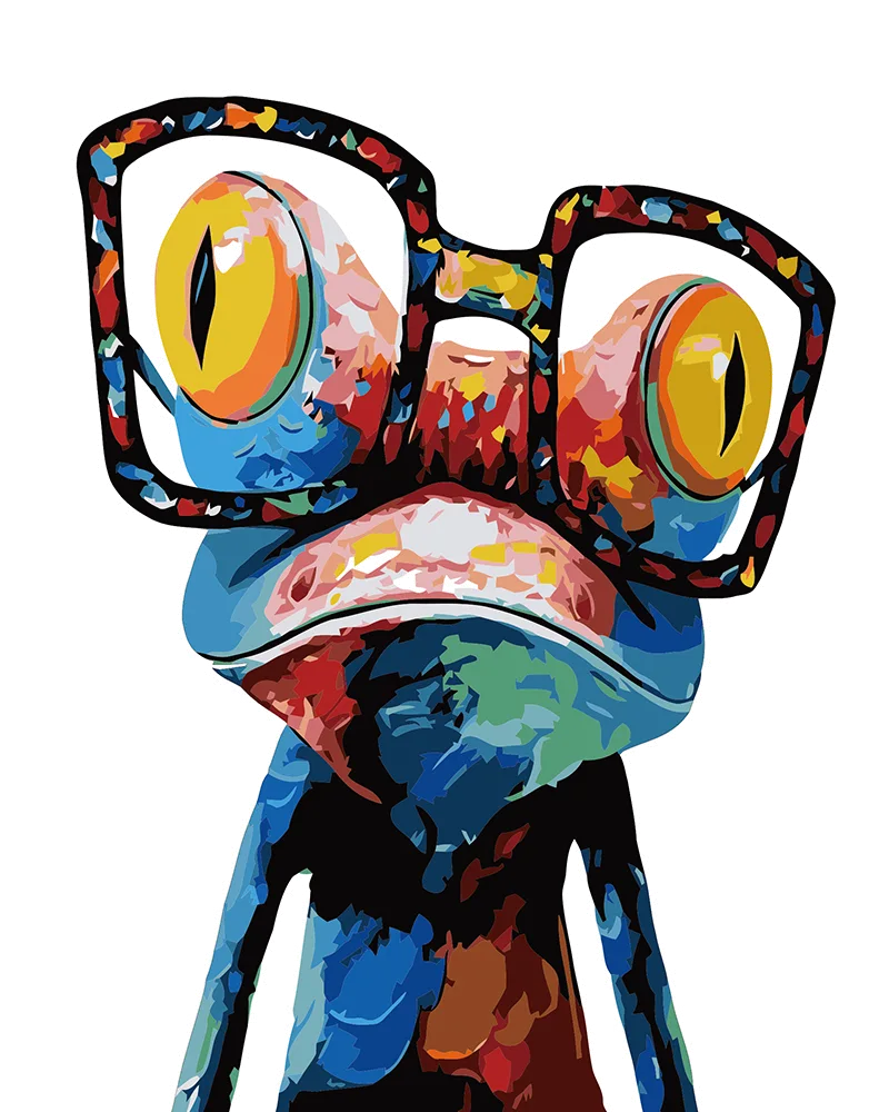 Detailed paint by numbers art kit by Clyvie Muse -The Mosaic Spectacle Frog