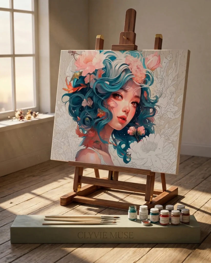 Detailed paint by numbers art kit by Clyvie Muse -The Velvet Silence