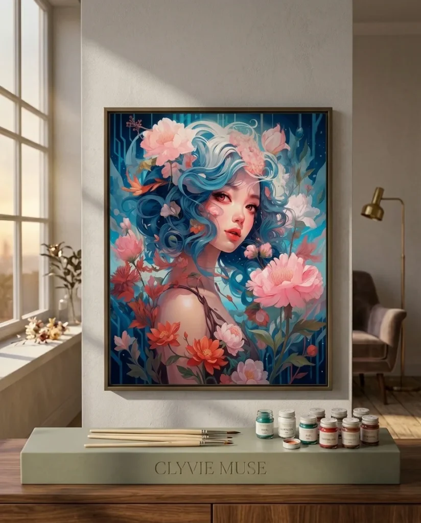 Detailed paint by numbers art kit by Clyvie Muse -The Velvet Silence