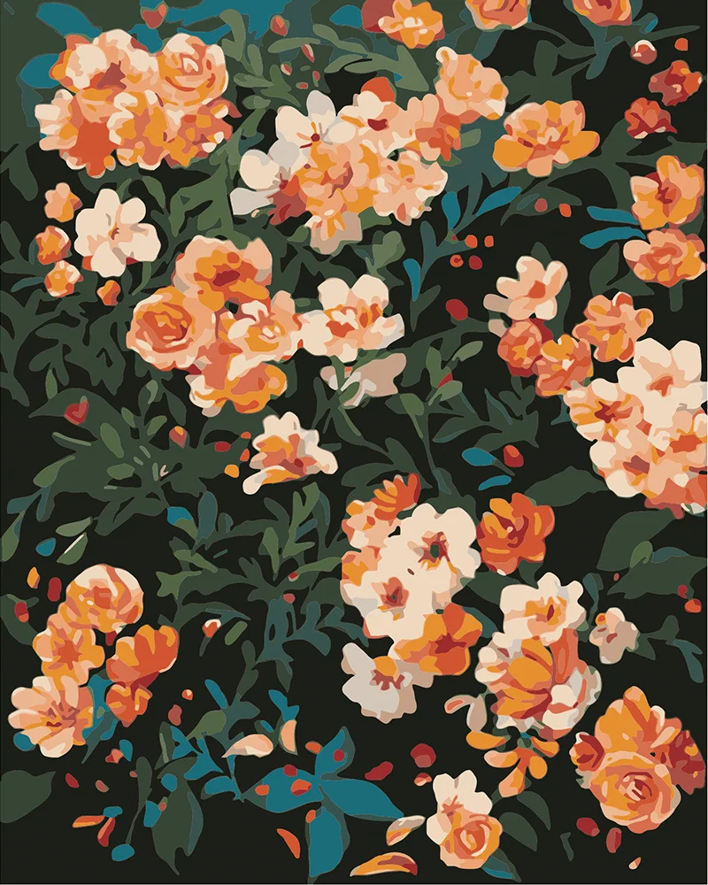 Detailed paint by numbers art kit by Clyvie Muse -Verdant Reverie:Petal Mosaic: A Garden of Suspended Vibrancy