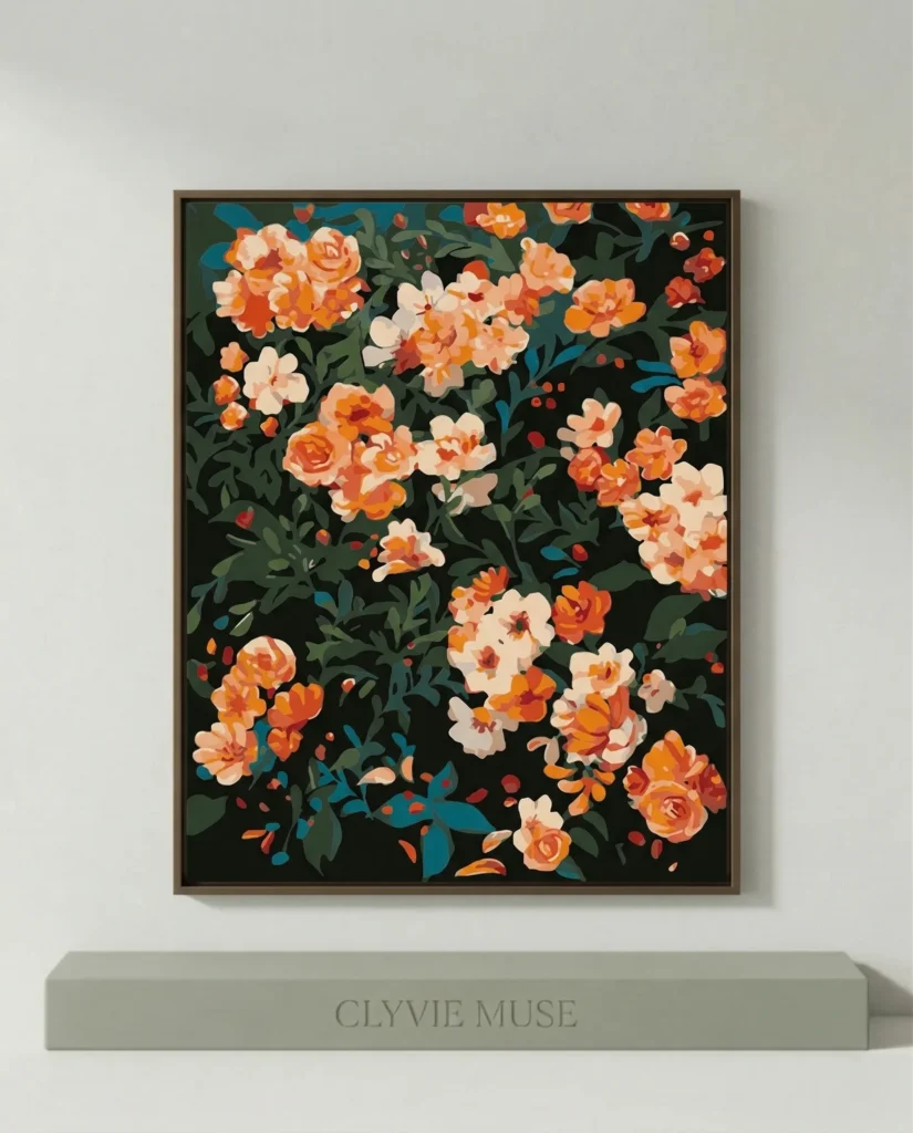 Detailed paint by numbers art kit by Clyvie Muse -Verdant Reverie:Petal Mosaic: A Garden of Suspended Vibrancy