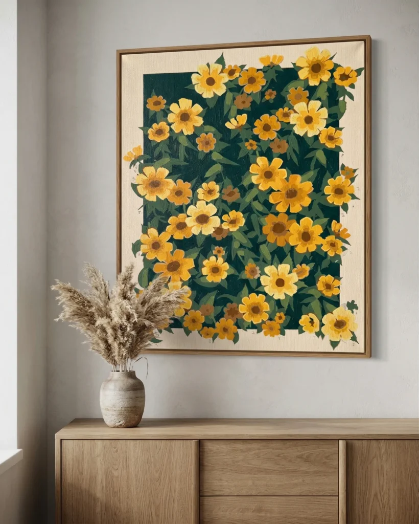 Detailed paint by numbers art kit by Clyvie Muse -Verdant Reverie: Eternal Golden Blooms: A Curated Floral Masterpiece