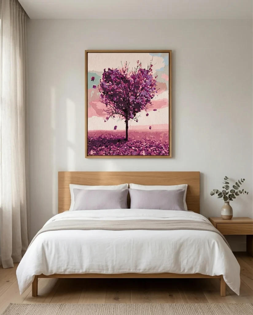 Detailed paint by numbers art kit by Clyvie Muse -Verdant Reverie:The Amethyst Heart: A Blossoming Sanctuary