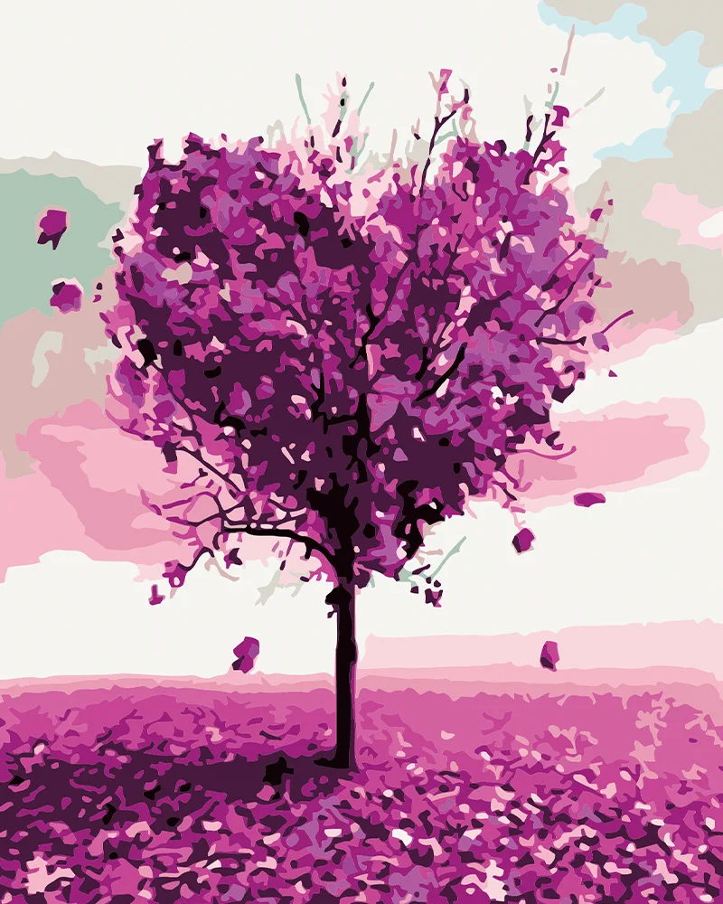 Detailed paint by numbers art kit by Clyvie Muse -Verdant Reverie:The Amethyst Heart: A Blossoming Sanctuary