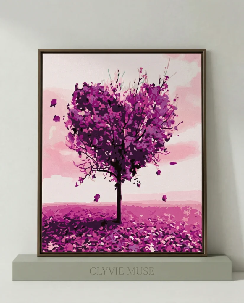 Detailed paint by numbers art kit by Clyvie Muse -Verdant Reverie:The Amethyst Heart: A Blossoming Sanctuary